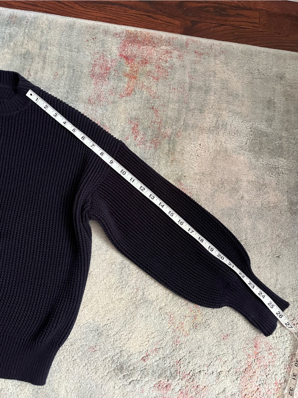 ANN TAYLOR women’s Navy Ribbed Crewneck Sweater - Picture 6 of 10